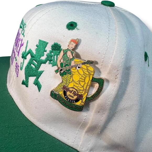 90s Vintage 1995 Bennigan’s Blarney Blast Snapback Hat w/ Hard Rock Cafe Pin - Picture 4 of 8
